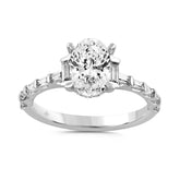 LADIES RING 2 1/2CT ROUND/BAGUETTE/OVAL DIAMOND 14K WHITE GOLD (CENTER STONE OVAL DIAMOND 2.00CT)